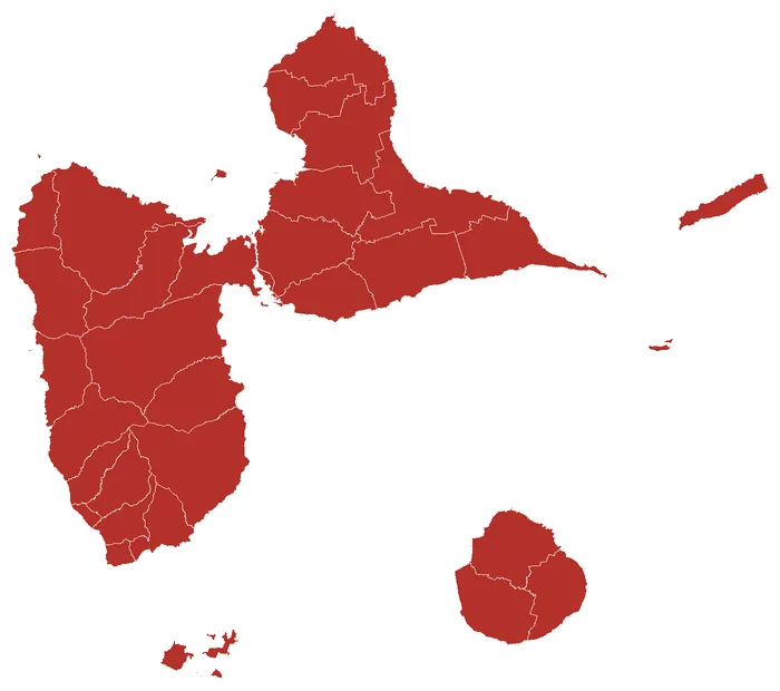 Carte des zones sismiques des communes de Guadeloupe