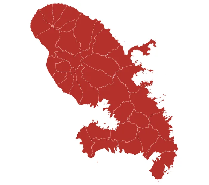 Carte des zones sismiques des communes de Martinique